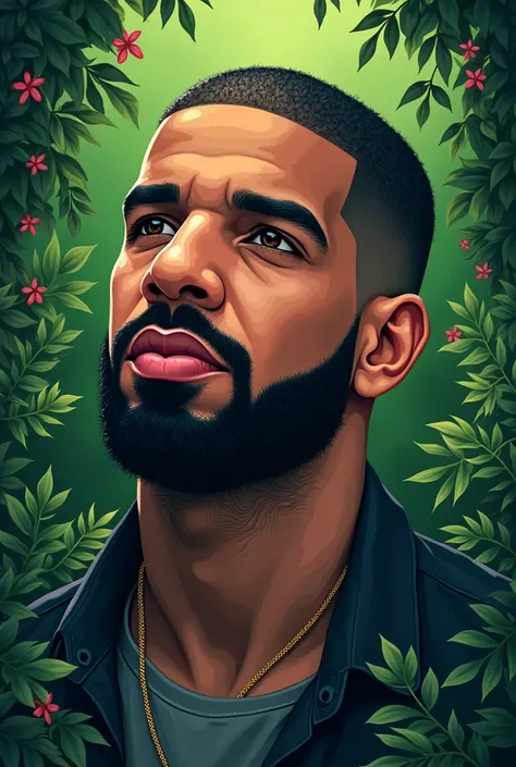 drake , greenery background,Channel logo