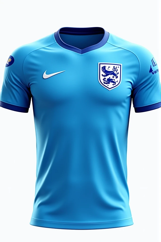 I want to generate a sports shirt for a sky blue club, blue and white shields 