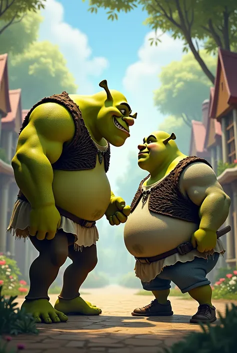 Shrek fights a fat man