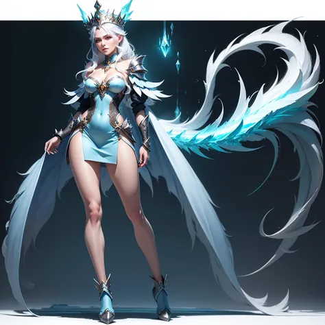 Create concept art of a powerfull ice queen