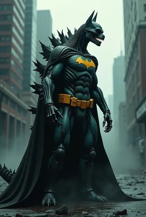 Godzilla as a skeleton disguised as Batman 