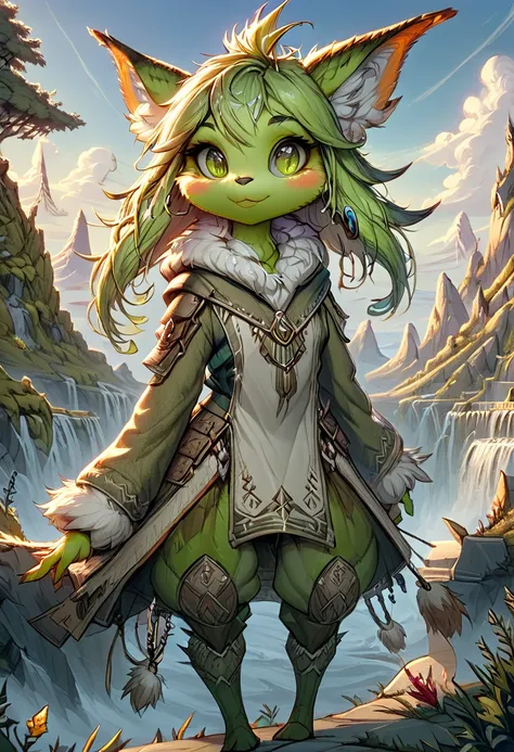 anthropomorphic female grinch grasshopper mage. official art – charecter profile. an award-winning digital masterpiece in 4k ult...