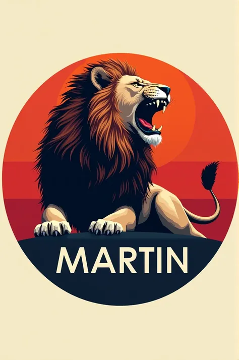 A roaring lion is in a circular logo, written ‘MARTIN’ 4k 