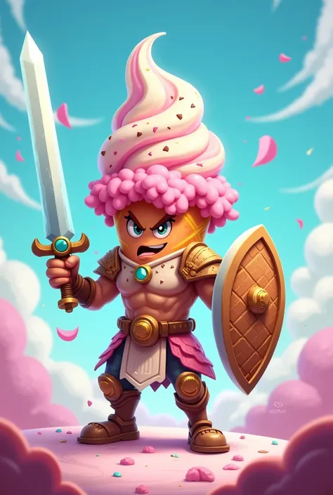 Cartoon ice cream warrior