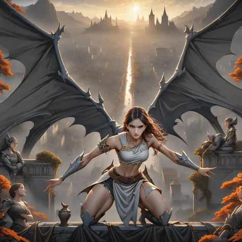 female gargoyle. official art – charecter profile. an award-winning digital masterpiece in 4k ultra hd, extreme detail and intri...