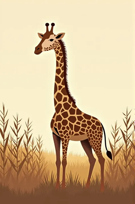 Giraffe with a simple corn background to draw on a denim jacket 