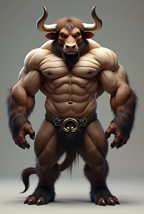 Muscular bull furry, SEX, a ring in its nose, big and strong, with a big penis