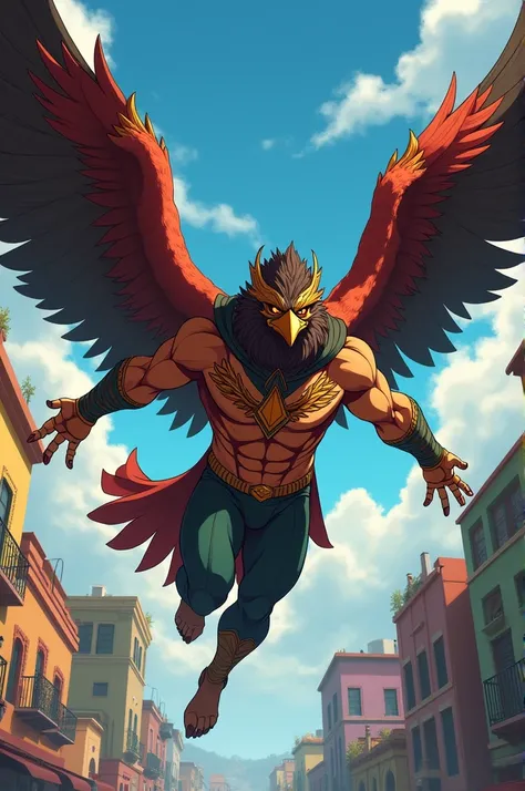 Mexican superhero Eagle like Hawks from My Hero Academia