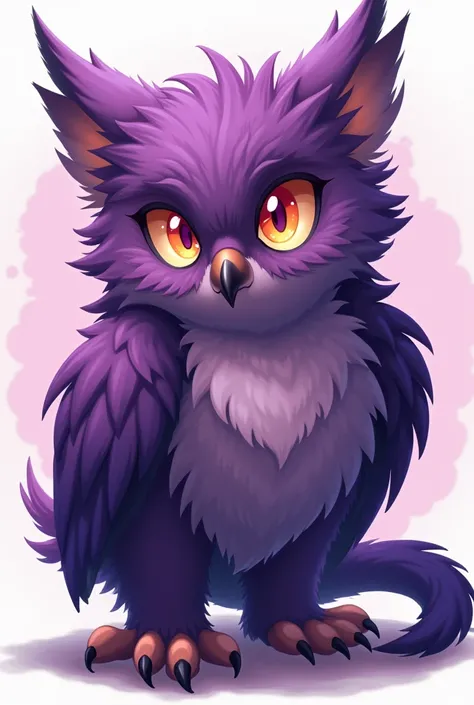 2D Anime furry quimera owl and cat purple