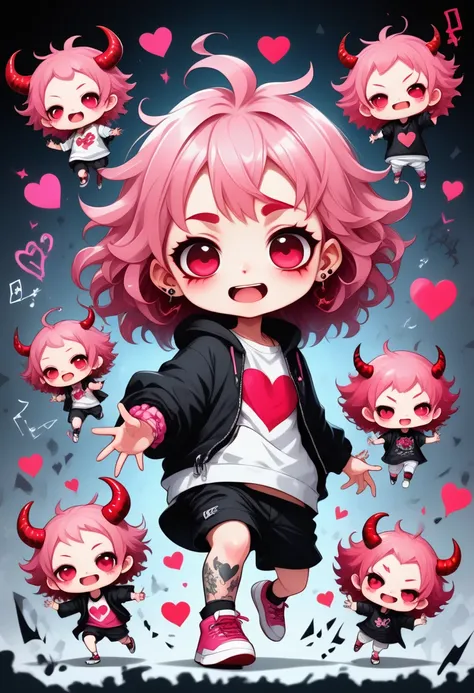 score_9, score_8_up, score_7_up, score_6_up, score_5_up, score_4_up, chibi characters, cute, mean and energetic devil children, ...