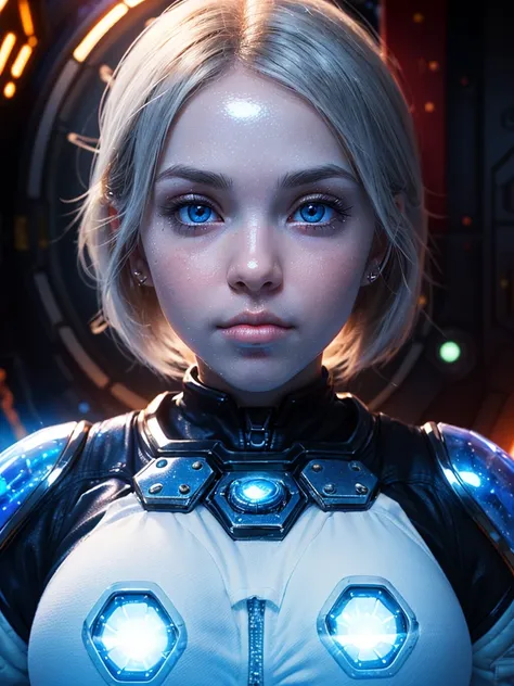 (shiny white skin:1.5),(a girl with huge breast:1.4),(cute face:1.5) , (mysterious blue glowing recognition space :1.5) ,,(cute lip:1.5) extremely detailed CG unity 8k wallpaper