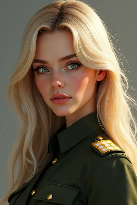 (photorealism:1.2), beautiful woman (hair; Color: bright blonde, with a tone that reflects light naturally.style: Her hair is long, reaching the middle of his back. fur; application: pale, with a natural glow that highlights her delicacy. Her skin is smoot...