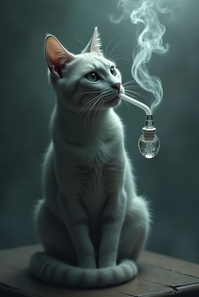 gray cat smoking crystal