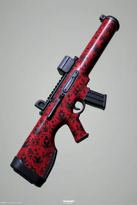 Draw a Phantom gun from the game Valorant with a Christmas pattern, emphasizing red and black.