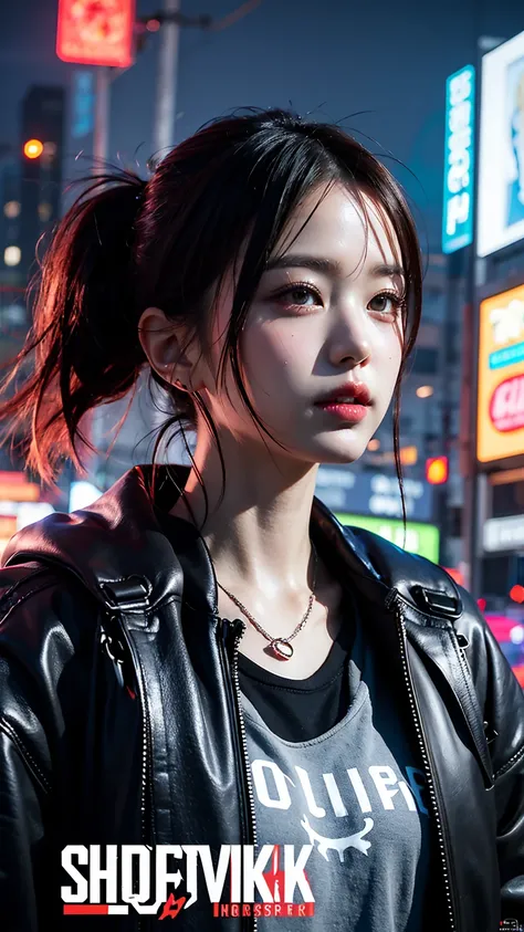 Wearing cyberpunk hybrid streetwear, beautiful, girl, Detailed portrait, 4 thousand, bright colors, concept art, Cinematic dramatic atmosphere, sharp focus, volumetric lighting, movie lights, Studio Quality