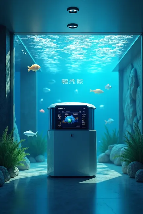 poster design，intelligent，machine，Fish Tank，computesh with the correct structure， Fish farming，detector，Display，LCD display