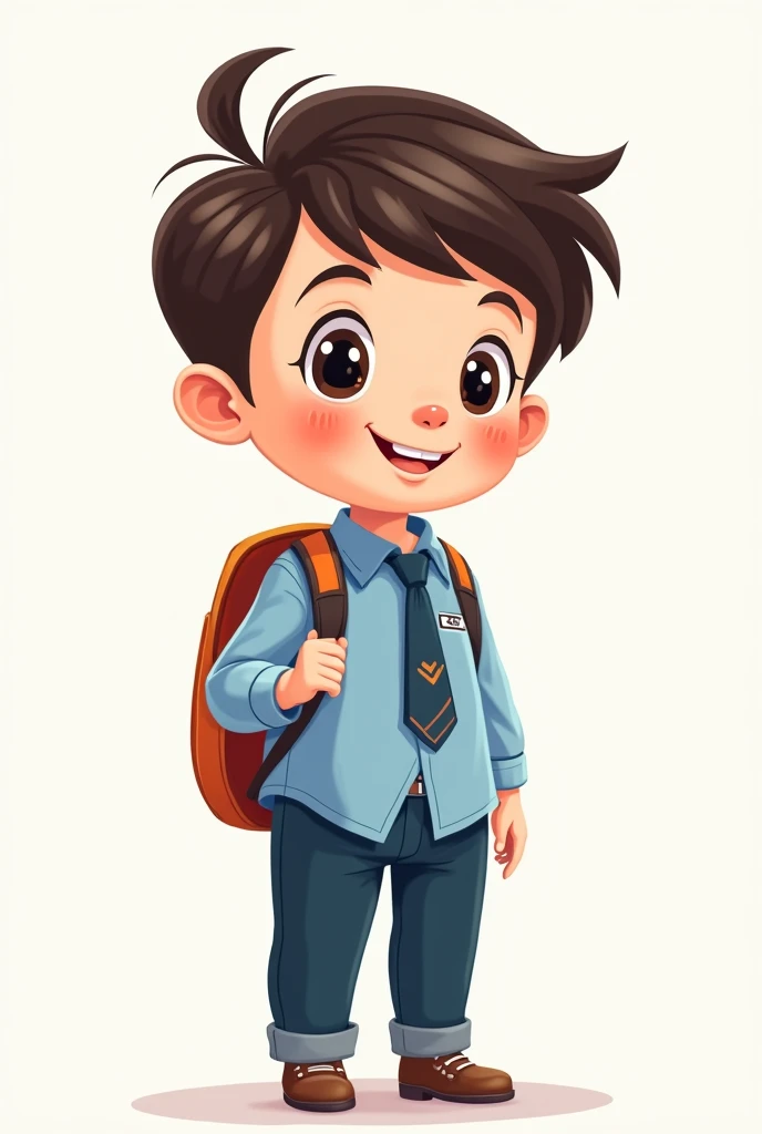 Cartoon kid wearing a blue school uniform.