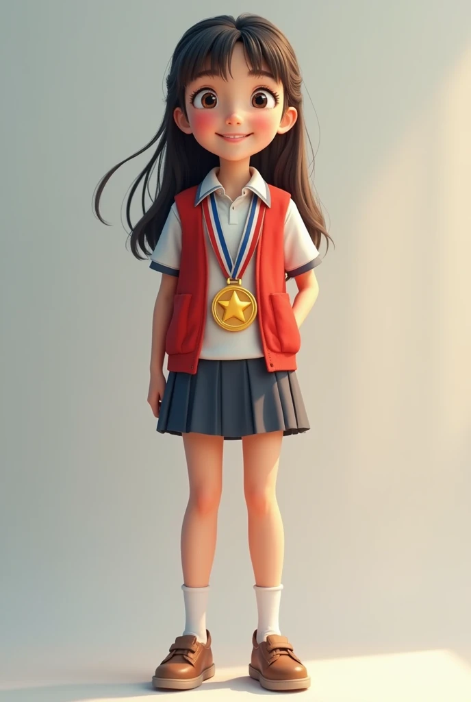 GENERAT IMAGE OF GIRL WHICH WEAR GOLD MEDAL FOR SUCCESSFUL IN STUDY 