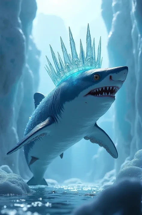 Ice shark have ice crown on his head