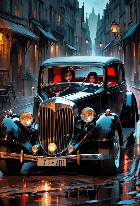 if a vampire was a car, Dark Art Painting Style