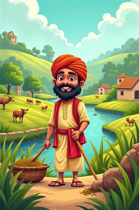 2d Indian kisan kartoon image generate 