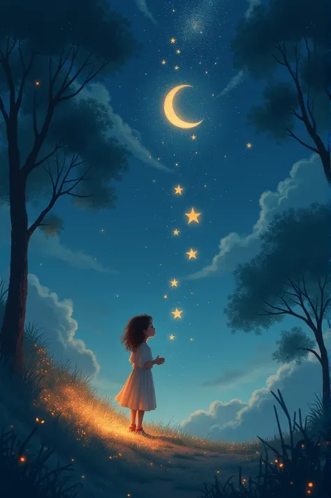 As the night grew late, Luna’s starry friends gently brought her back to Earth. "It’s time to say goodbye," Twinkle said softly. "But whenever you look up at the stars, remember we’re always shining just for you." With a twirl of stardust, Luna found herse...