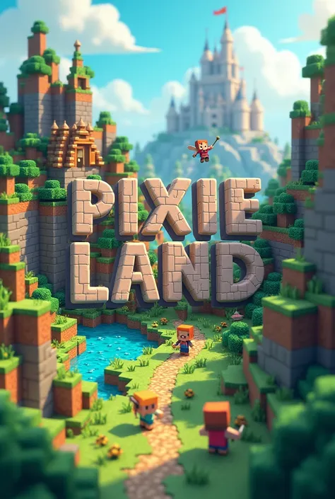 IMAGE THAT SAYS PIXIE LAND WITH MINECRAFT THEME 

