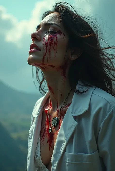 A injured doctor looking down from the heaven to earth in hope to get justice for her, as she brutally raped and murdered. Include blood and severe injury marks and tears to make in heart touching and real and affective.