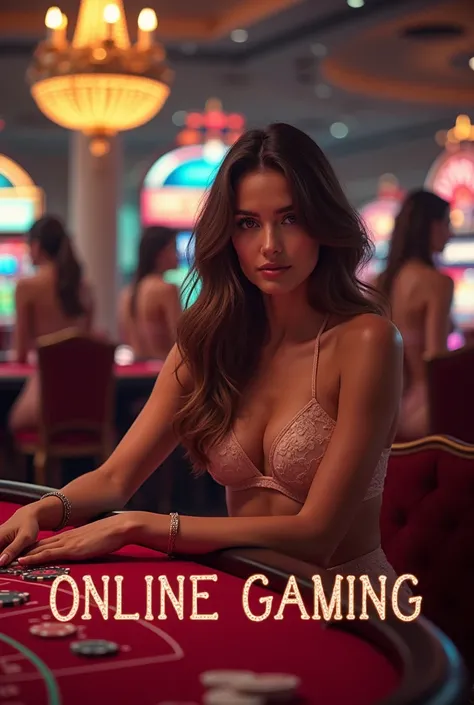 casino games with hot girls photo and in photo write RDX ONLINE GAMING in capital letter
