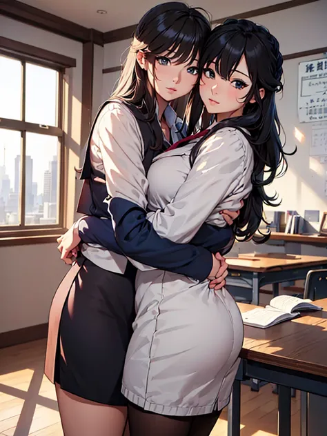 (​masterpiece、top-quality、hight resolution、unity 8k、extremely details cg:1,best picture), 2girls, office lady, pantyhose, eyes i...