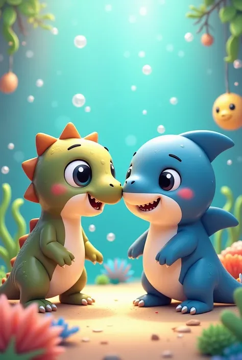 Cute photo Shark and dinosaur