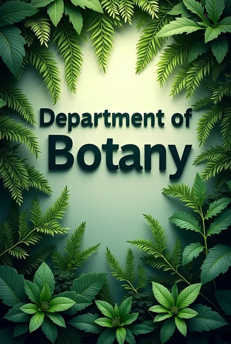 "Department of Botany" wall art, with a greenery simple back ground with some cryptograms leafs