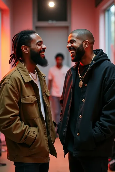 Kendrick Lamar and Drake laughing together