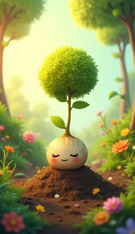 The seedling breaking through the ground, reaching toward the sky, and growing into a tall tree.

The Little Seed is a small, round seed nestled in the soil, with a simple but hopeful expression, often shown dreaming or imagining itself as a tall tree.

Pl...