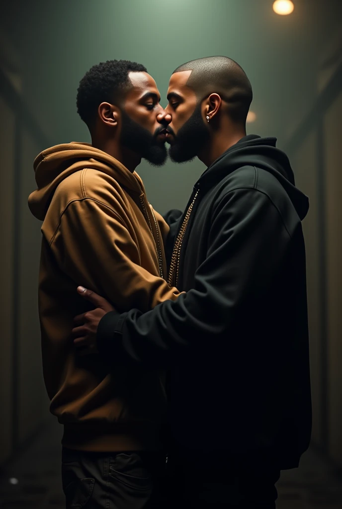 Kendrick Lamar and Drake embrace together.