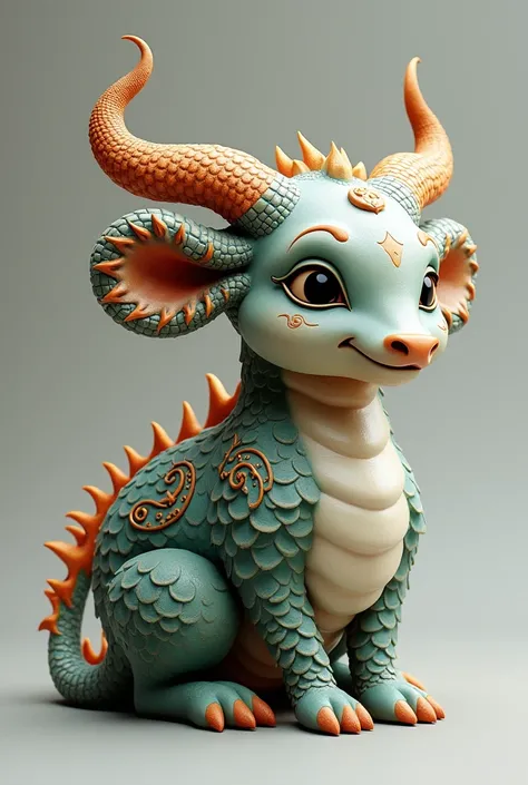 Prion often depicted with a large head，Similar to dragons，but its horns are quite unique，resembling the spiral of a snails shell。
its body is rather stout，sometimes portrayed with the body of an ox and dragon scales。
With a gentle personality，commonly used...