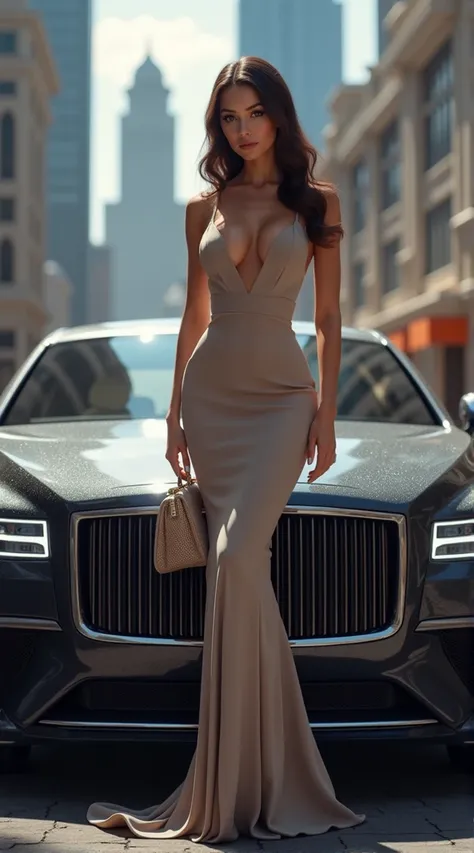 Beautiful woman and luxury car