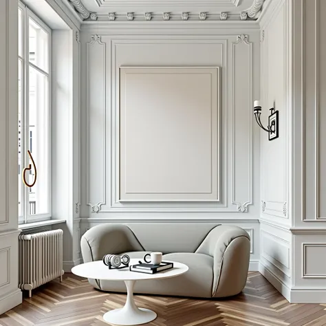 interior, Haussmannien, paris, FRENCH HERRINGBONE , Vitra mable, mur blanc, design, art