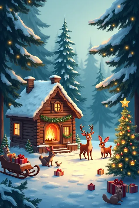 make a publish material about christmas with forest theme
