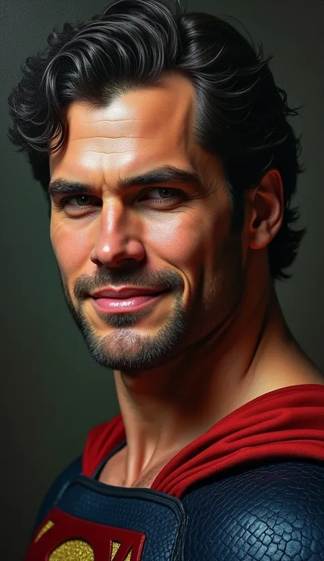 professional portrait of man, Henry Cavill, happy look, XII century, heavy brushstrokes, textured paint, impasto paint, highly detailed, intricate, cinematic lighting, oil painting, highly textured skin, Superman DC, dramatic, 8k, trending on artstation, p...