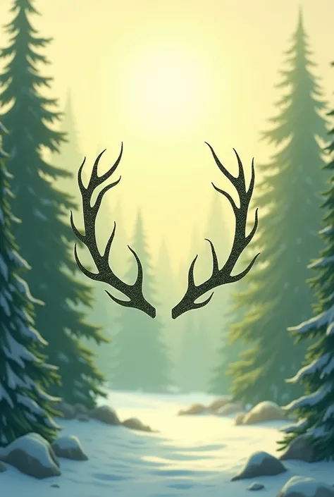 make a publish material about christmas with forest theme with the color pastel yellow and pastel green and antlers logo
