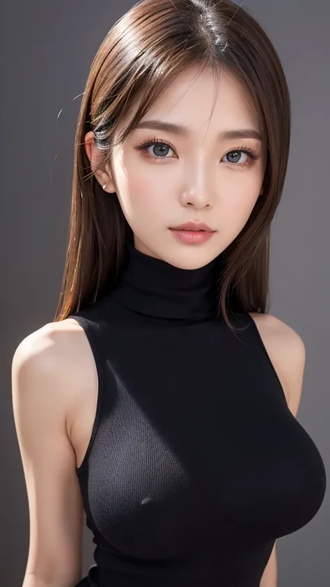 The perfect sleeveless turtleneck、Super Big 1.3、8k、((Highest quality)), ((masterpiece)), (detailed)、Well-formed face、come out、 Ultra HD breasts、Ultra high definition areola、Light clothing、Tight knit camisole、Big nipples、expensive、Looking into the camera