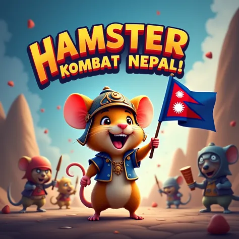 Mouse waving Nepali flag and text Hamster Kombat Nepali for YouTube cover photo