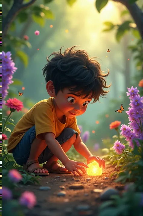 One day, while Monu was playing in his garden, he noticed a sparkling stone hidden under the soil. Monu cleaned the stone and saw that it looked like a small magical gem. As soon as Monu touched the stone, it glowed with a brilliant light and Monu found hi...