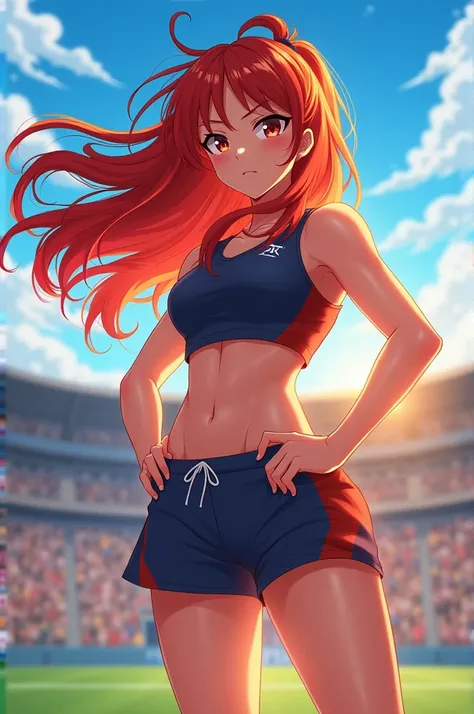 Anime girl athlete without clothes 