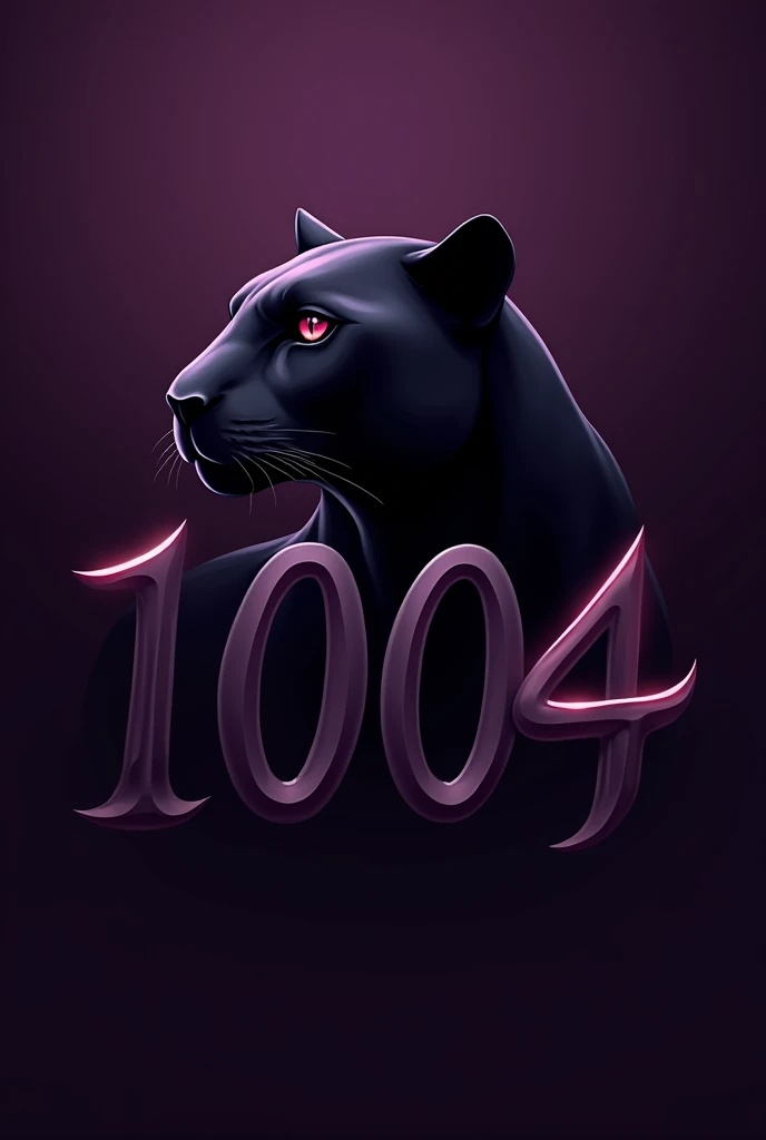 create a well-designed PROFILE logo of a black panther with a purple background WRITTEN 1004 larger 