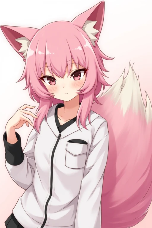 One person, High resolution, Deformation,Hair that looks like ears, Pink Hair,nine tailed fox,Personification
