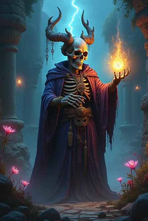 Tokens of a big-headed skeleton sorcerer RPG
