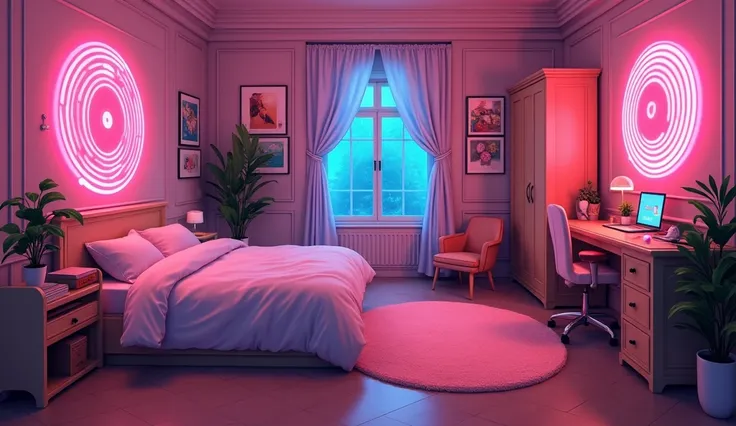 Anime Room Bed Cyberpunk Record Neon in the shape of soft cream