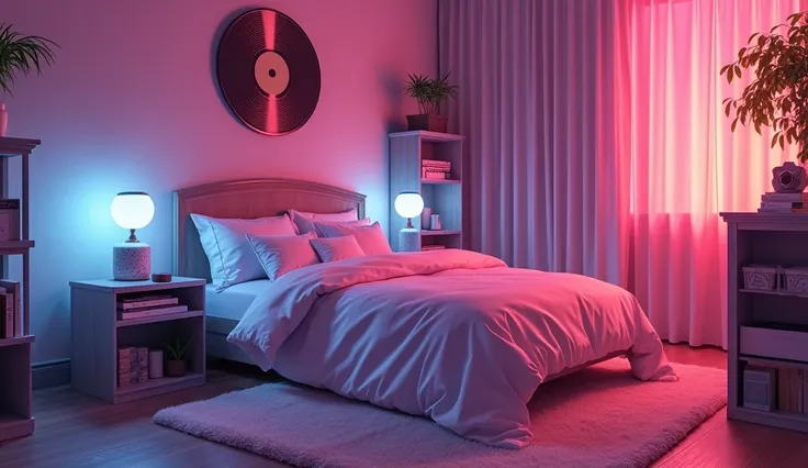 Anime Room Bed Cyberpunk Record Neon in the shape of soft cream